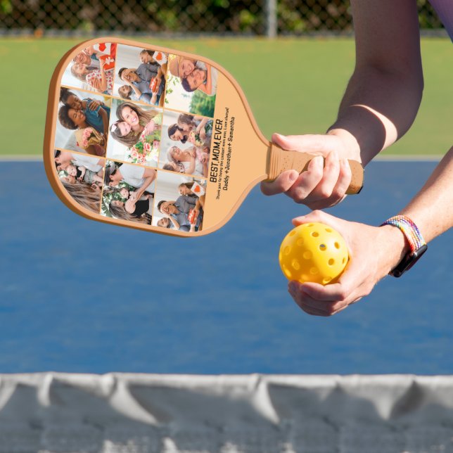 Gift For Best Mom Ever Family Photo Collage Pickleball Paddle (Insitu)