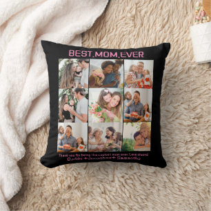 Gift For Best Mom Ever Family Photo Collage Throw Pillow