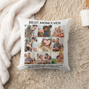 Gift For Best Mom Ever Family Photo Collage Throw Pillow