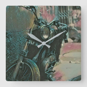 Gift for bikers square wall clock