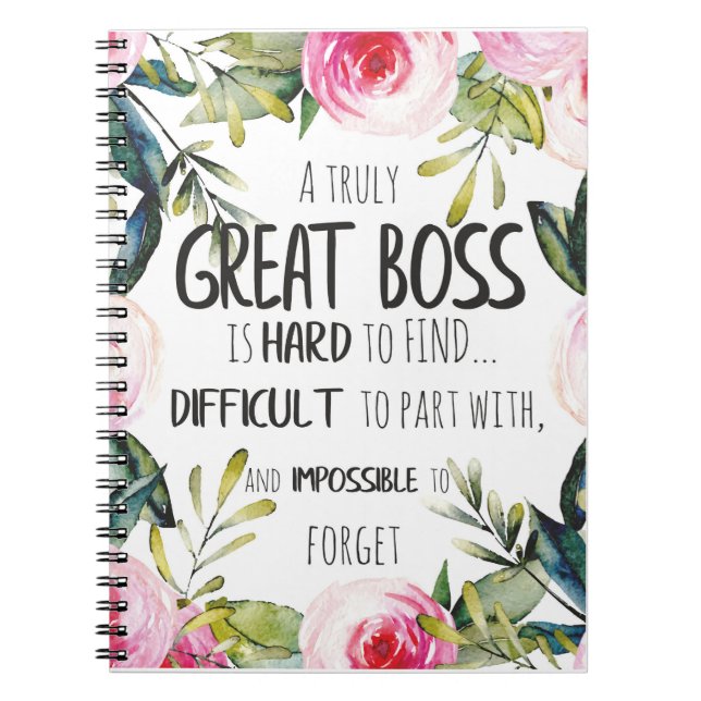 Gift for boss appreciation thank you quote script notebook (Front)
