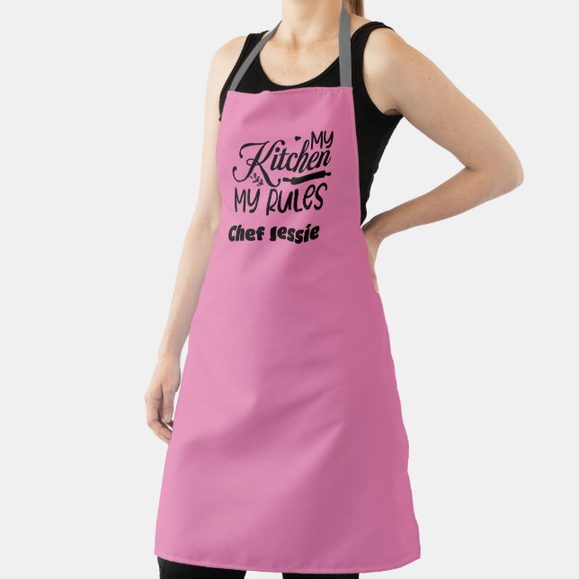 Gift For Chef My Kitchen My Rules Pink Mom Sister Apron (Insitu)
