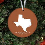 Gift For Couples Friends Clients Texas Christmas Ceramic Ornament<br><div class="desc">Introducing our "Texas Terracotta Ceramic Ornament with Photo, " a warm and personalized addition to your holiday decor. Crafted with care, this ceramic ornament features a cozy terracotta background adorned with a graphic of the state of Texas and provides space for you to add your cherished photo. The terracotta hue...</div>
