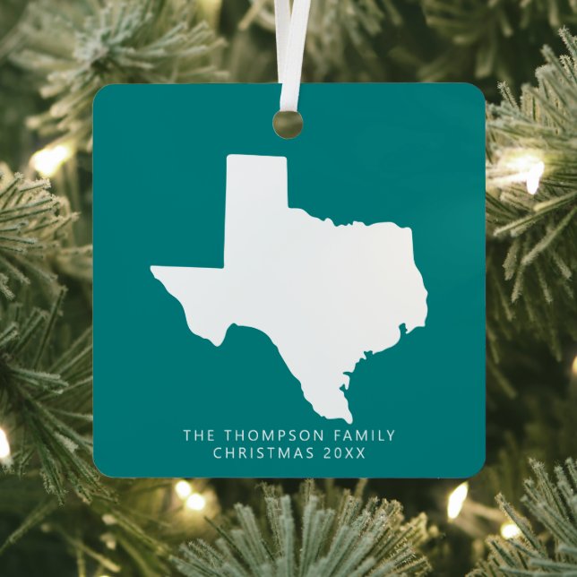 Gift For Couples Friends Clients Texas Christmas Metal Ornament (Insitu)