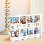 Gift for Dad | Best Dad Ever Photo Collage<br><div class="desc">Give a beautiful personalized gift to your father that he'll cherish forever. Special personalized photo collage photo block to display your own special family photos and memories. Our design features a simple 8 photo collage grid design with "best dad ever" designed in modern faux gold font. Each photo is framed...</div>