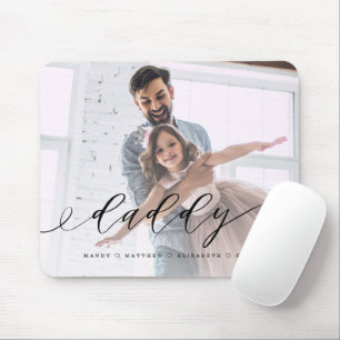 Gift for Dad Daddy Black Script Overlay Photo Mouse Pad