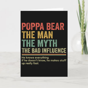 Gift For Dad Funny Fathers Day Gift Poppa Bear Nic Card