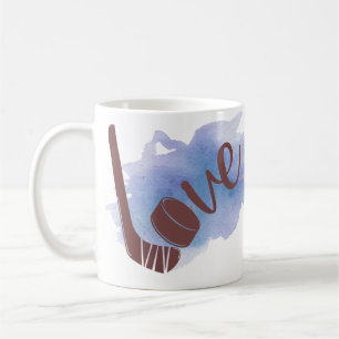 Gift for Dad Mom Ice Hockey Puck Love Coffee Mug