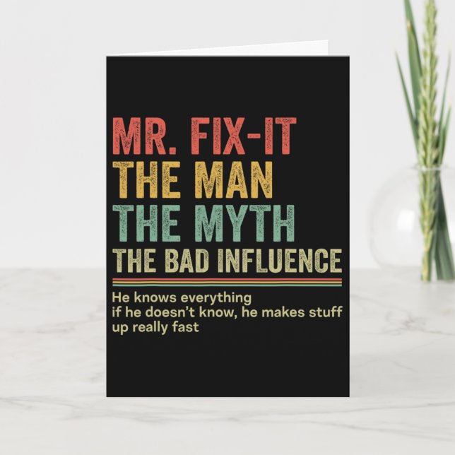 Gift For Dad Nickname Of Dad Tee Mr. Fix-it Dad  Card (Front)