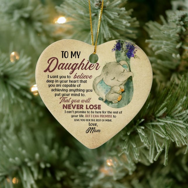 Gift for Daughter- From Mom Ceramic Ornament (Tree)
