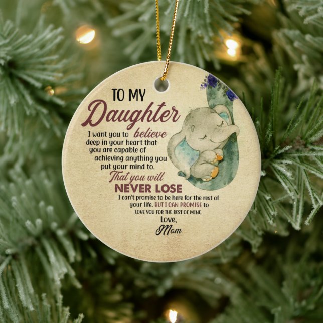 Gift for Daughter- From Mom Ceramic Ornament (Tree)
