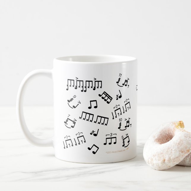 Gift for Drummer Coffee Mug Drums Musical Notes (With Donut)