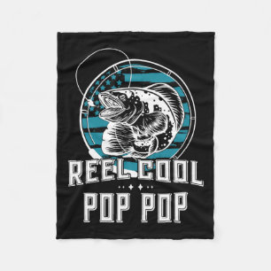Gift For Fathers Day Tee - Reel Cool Pop Pop Fishi Fleece Blanket