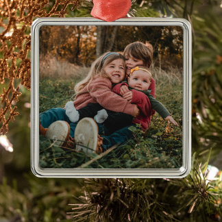 Gift for Grandma | Grandkids Photo Christmas Metal Ornament