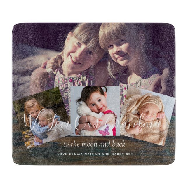Gift For Grandma Grandpa Photo Collage Grandparent Cutting Board (Front)