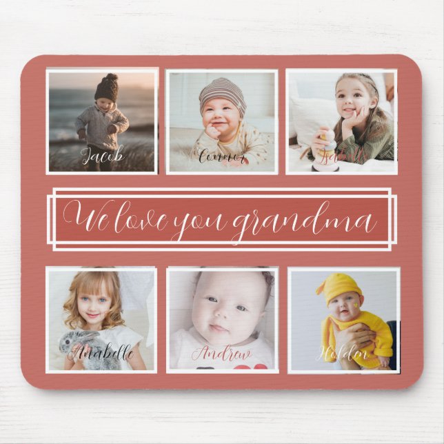 Gift For Grandma Modern Multiple Photo Mouse Pad (Front)