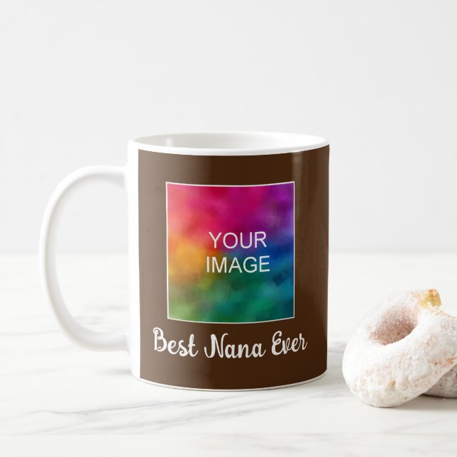 Gift For Grandmother Best Nana Ever Custom Script Coffee Mug (With Donut)
