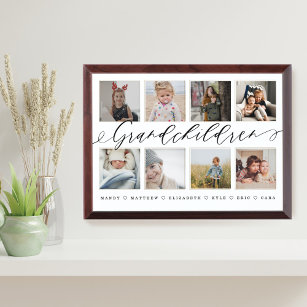 Gift for Grandparents Grandchildren Photo Collage Award Plaque