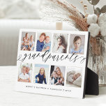 Gift for Grandparents Grandchildren Photo Collage Plaque<br><div class="desc">Send a beautiful personalized gift to your grandparents that they'll cherish forever. Special personalized grandchildren photo collage plaque to display your own special family photos and memories. Our design features a simple 8 photo collage grid design with "grandparents" designed in a beautiful handwritten black script style. Each photo is framed...</div>