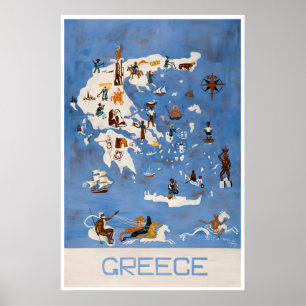 Gift For Greek Traveller Vintage Art Greece Travel Poster