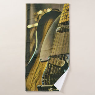 Gift for guitarist boyfriend bath towel set