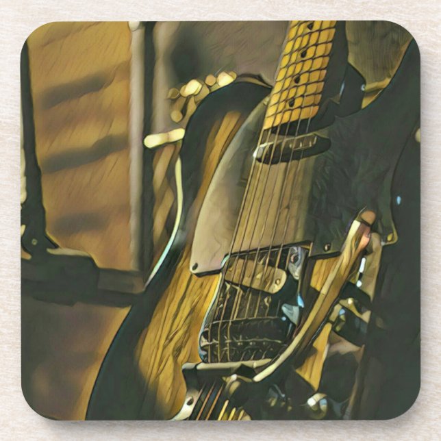 Gift for guitarist boyfriend coaster (Front)