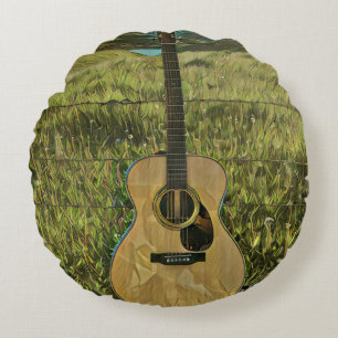 Gift for guitarist boyfriend round pillow