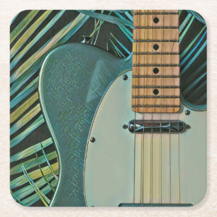 Gift for guitarist boyfriend square paper coaster