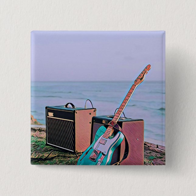 Gift for guitarist friend 2 inch square button (Front)