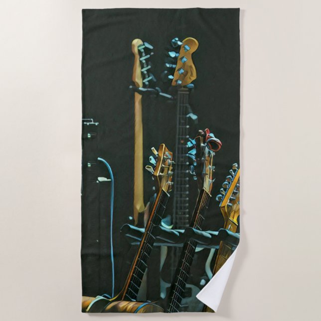 Gift for guitarist friend beach towel (Front)