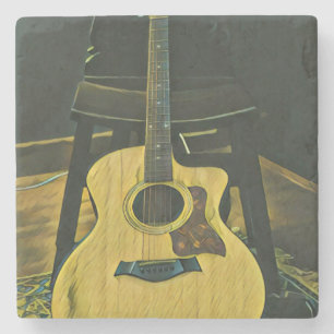 Gift for guitarist friend stone coaster
