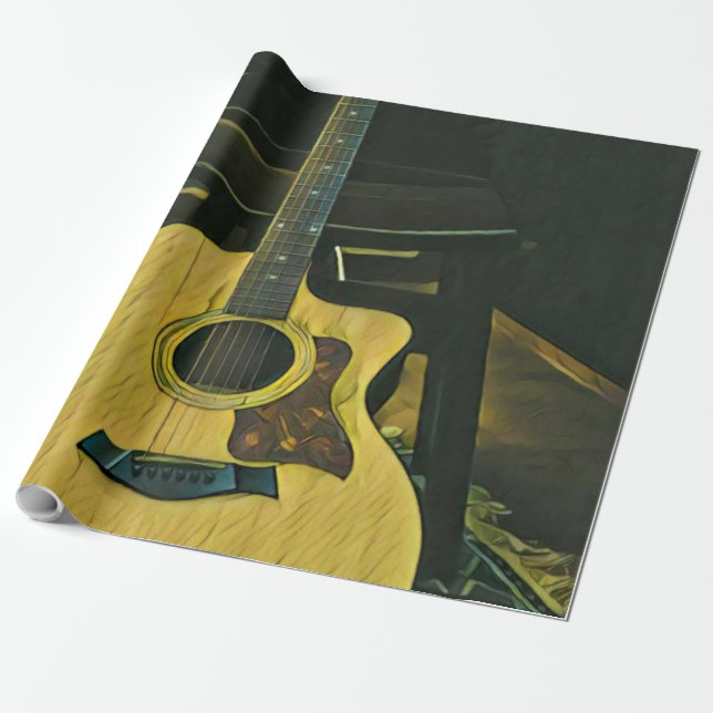 Gift for guitarist friend wrapping paper (Unrolled)