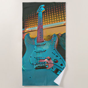 Gift for guitarist husband beach towel