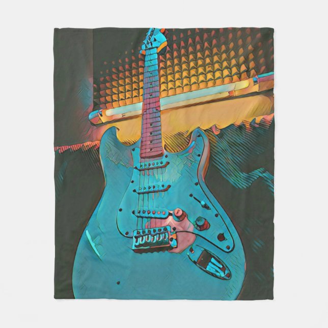 Gift for guitarist husband fleece blanket (Front)