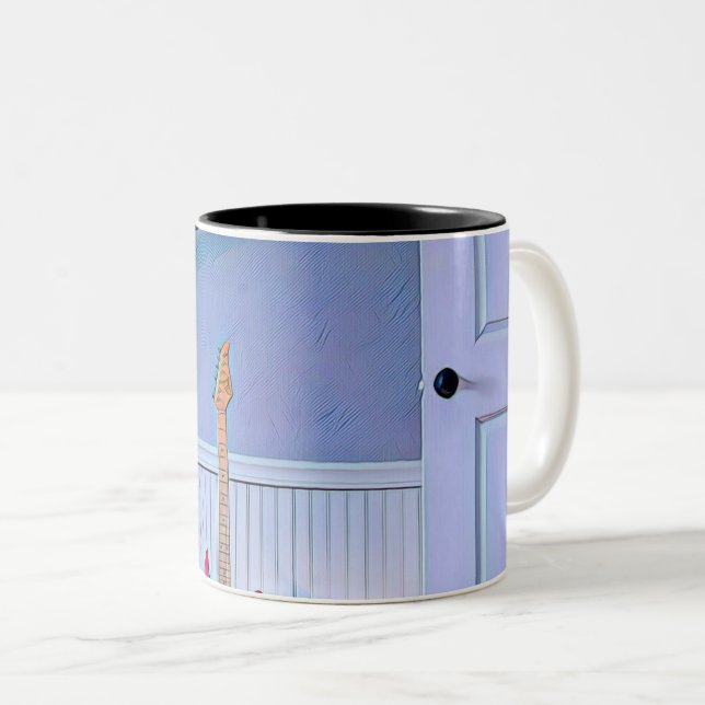Gift for guitarist husband Two-Tone coffee mug (Front Right)