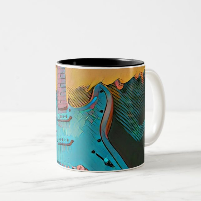 Gift for guitarist husband Two-Tone coffee mug (Front Right)