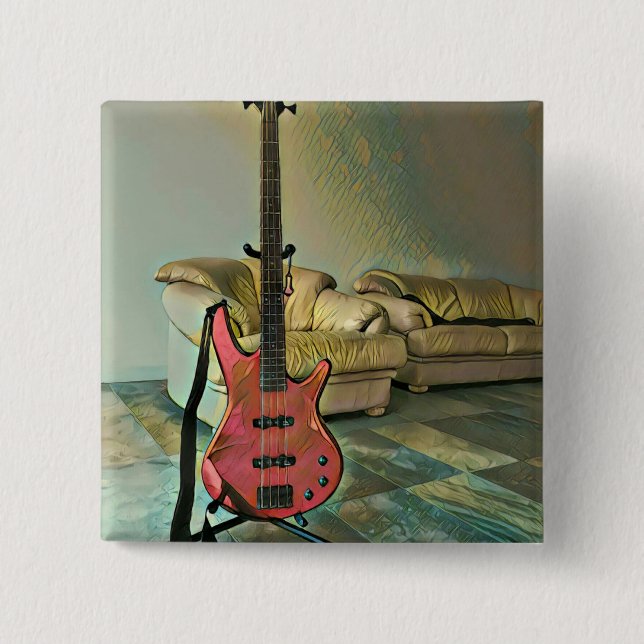 Gift for guitarists 2 inch square button (Front)