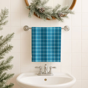 Gift for Guys Navy Tartan Towel for His Bathroom