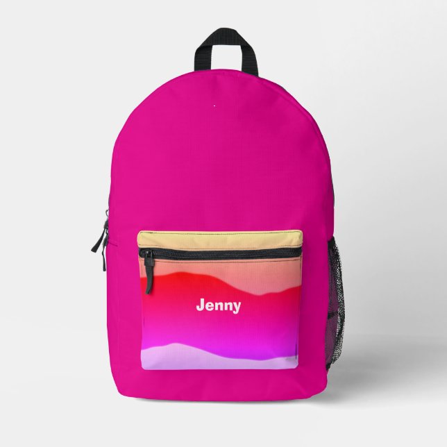 Gift For Her Script Name Boho Chic Rustic Pink Printed Backpack (Front)