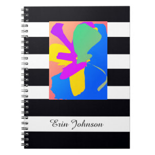 Gift For Him Modern Art Custom Name Chic B&W Notebook