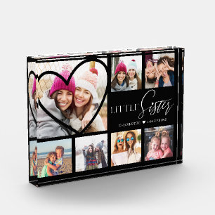 Gift For Little Sister 7 Photo Collage Heart BFFs Block