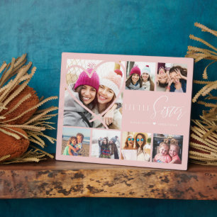 Gift For Little Sister 7 Photo Collage Heart BFFs Plaque