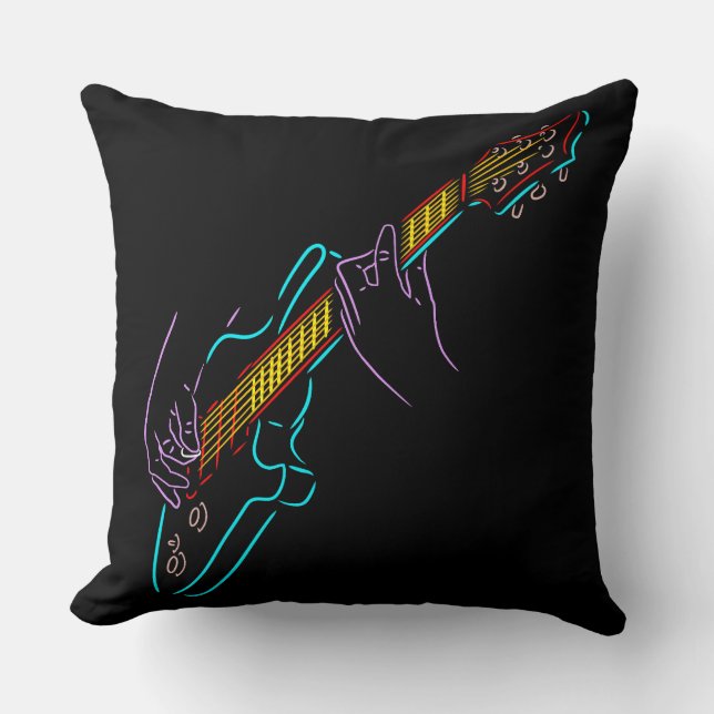 Gift for lovers of rock, guitar music, guitarists. throw pillow (Front)