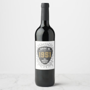 Gift for Made in 1951 Wine Label