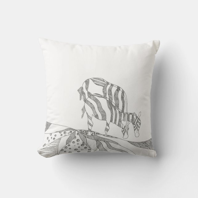 gift for mom  abstract stick figure throw pill pillow (Front)