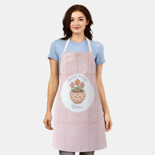 Gift For Mom,Best Mom Ever,Pink Chequered Apron