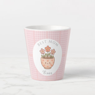 Gift For Mom,Best Mom Ever,Pink Chequered Latte Mug