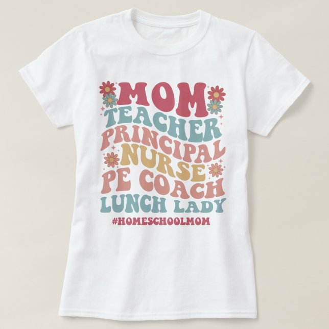 Gift for Mom Charlotte Mason Groovy Homeschool Mom T-Shirt (Design Front)