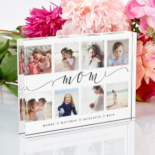 Gift for Mom   Family Photo Keepsake Collage Block