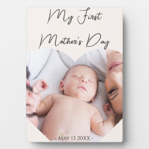 Gift For Mom First Mother's Day Heart Photo Pink  Plaque